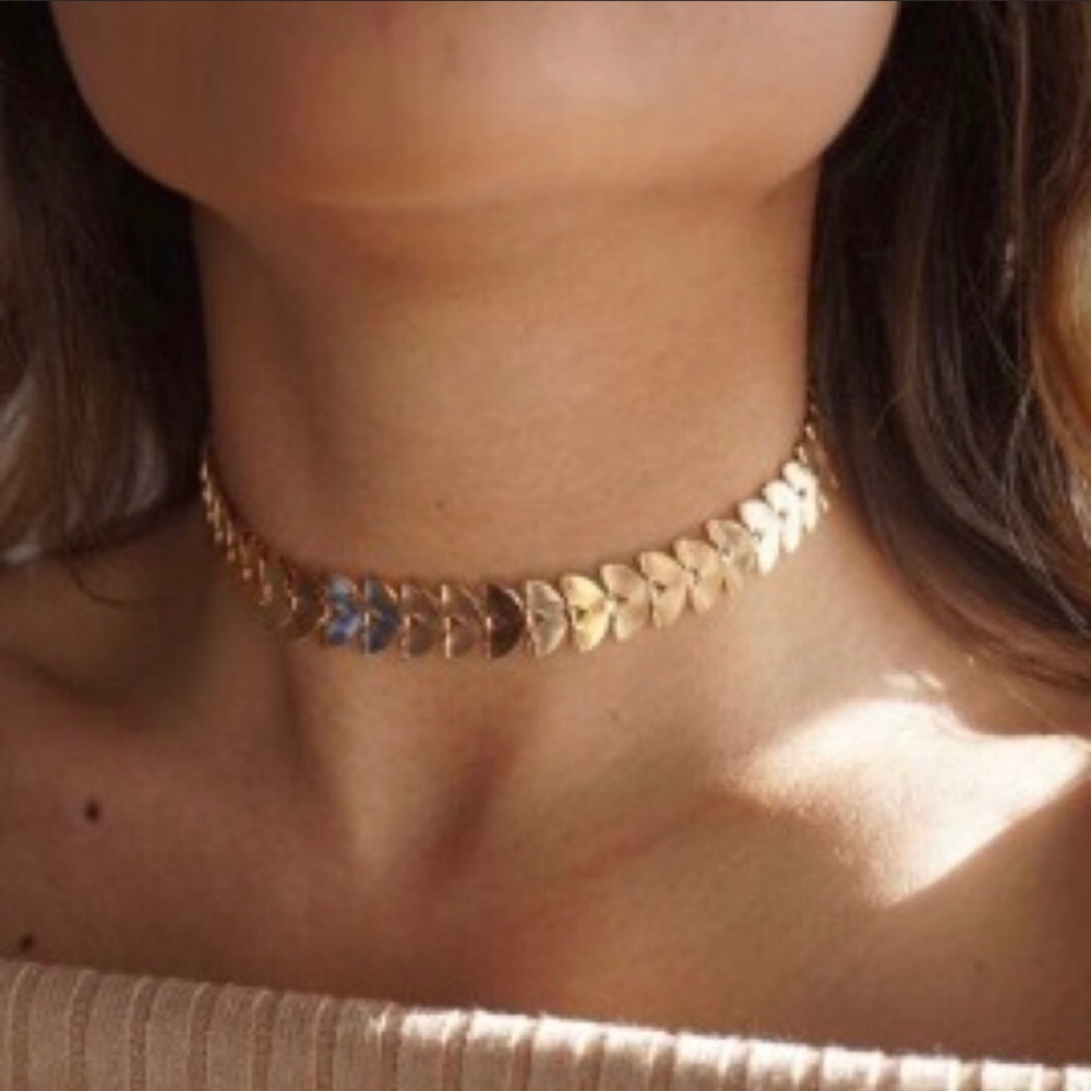 Gold Chevron Choker Necklace
